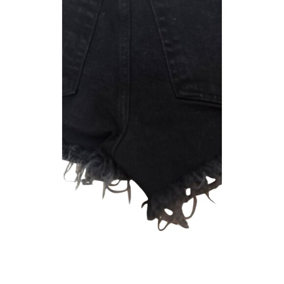 2/$30 ZARA Size 4 Black Distressed High-Waisted Denim Shorts Frayed Hem - Picture 10 of 11